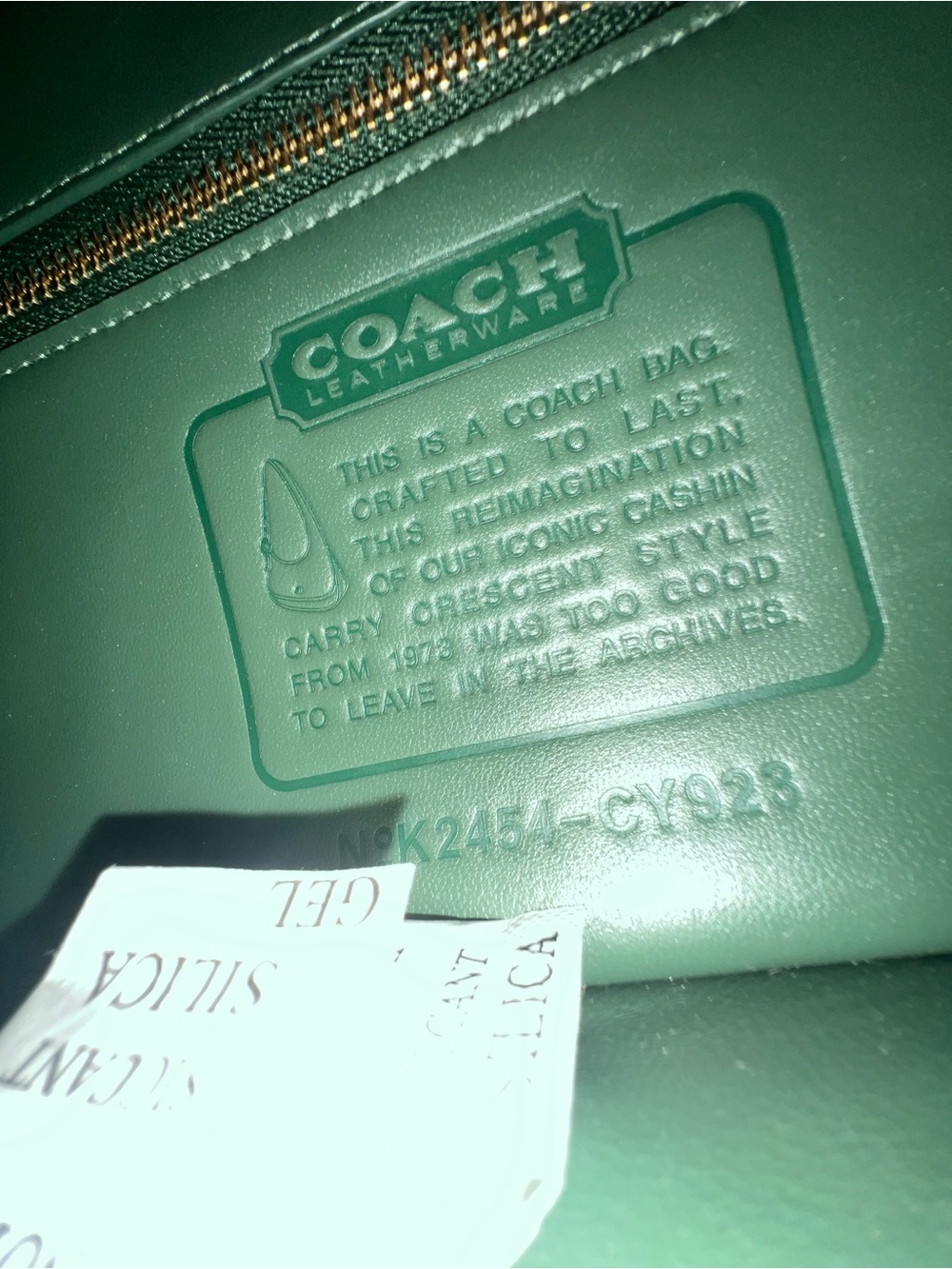 Coach Cashin Carry Crescent, Limited Re-Edition 1973, Hunter Green CY923 EUC - Picture 7 of 7